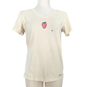 Life is Good Crusher Lite Simple Strawberry T Shirt Tee V Neck Size S Casual NWT